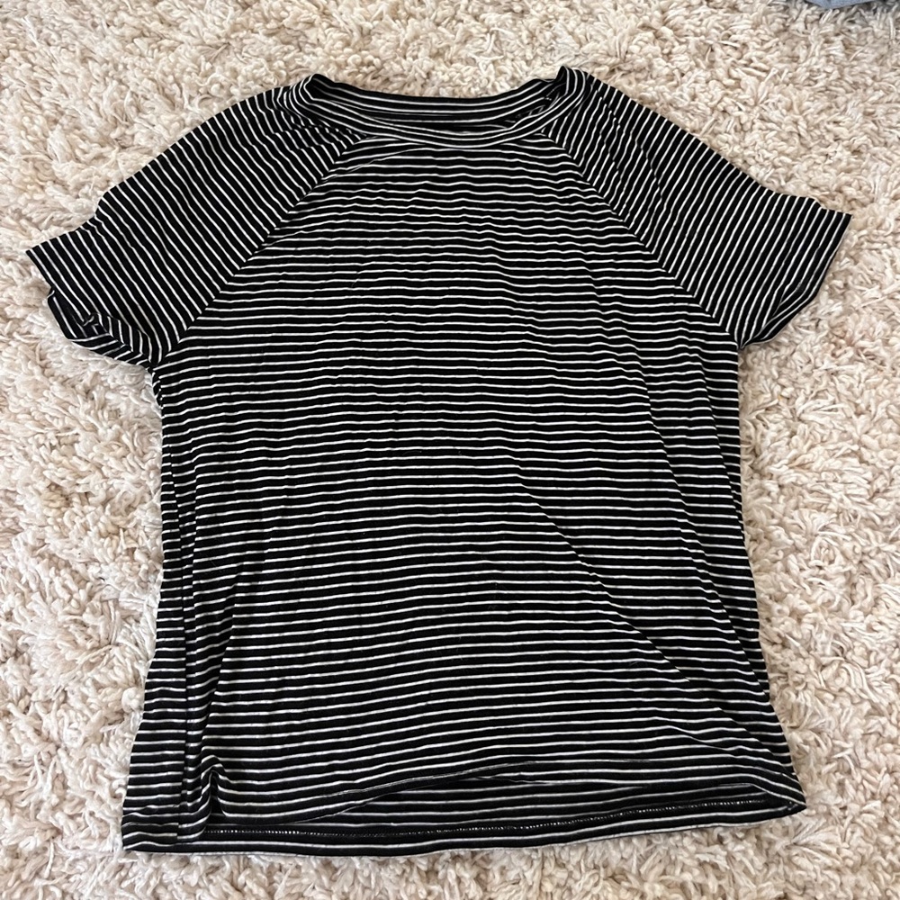 Black and White Striped American Eagle Outfitters- Soft and Sexy Tee (SMALL)